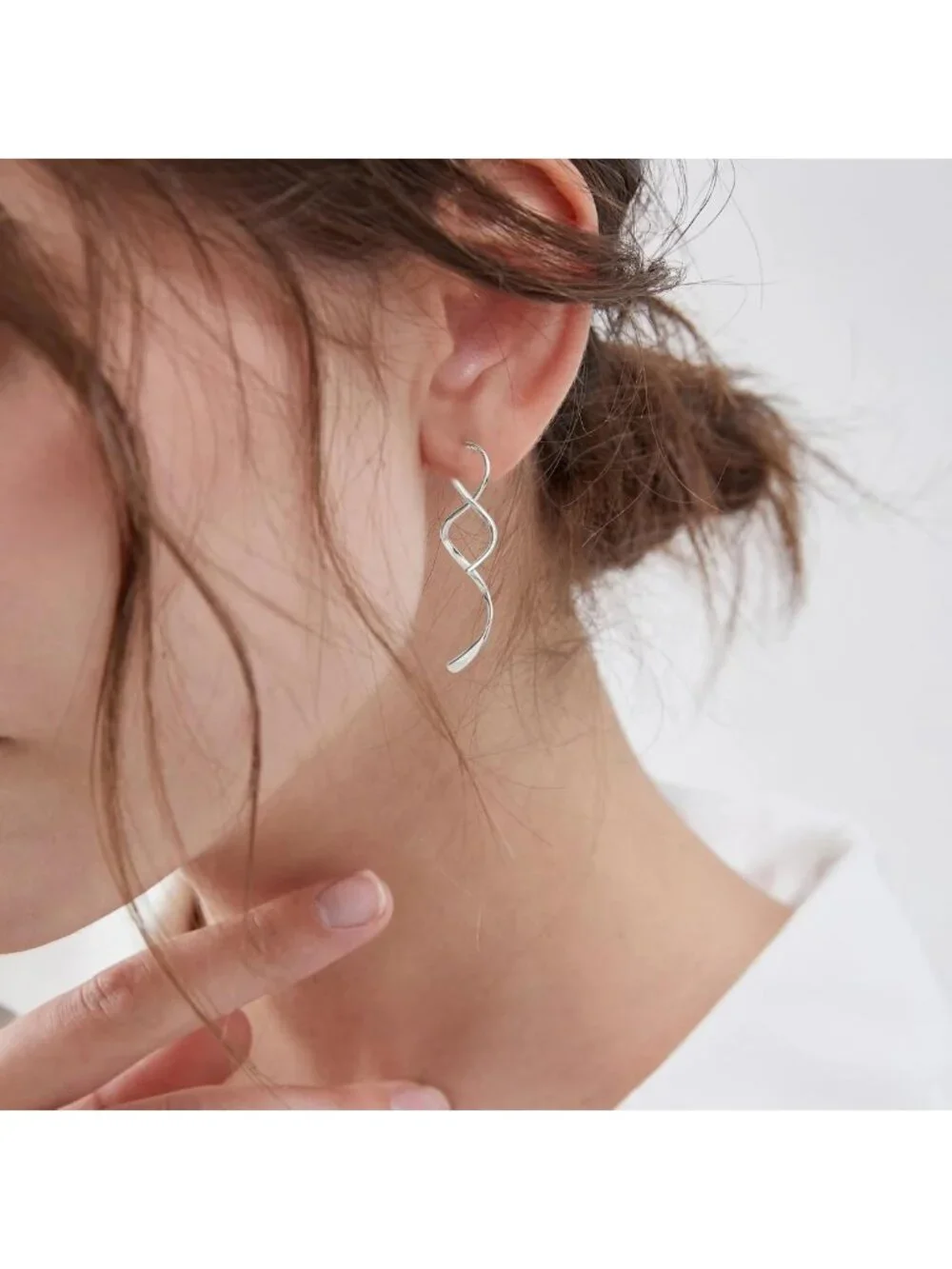 Handmade 925 Sterling Silver Spiral Threader Earrings | Elegant Pull Through